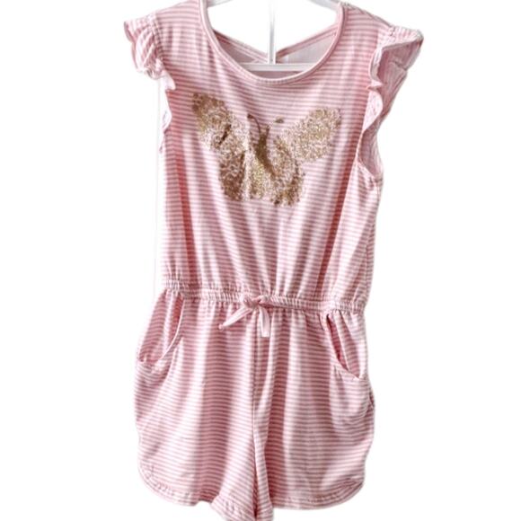 2 For $5 Sale Limited Too Pink And White Striped Butterfly Romper Size 8 - Picture 10 of 11